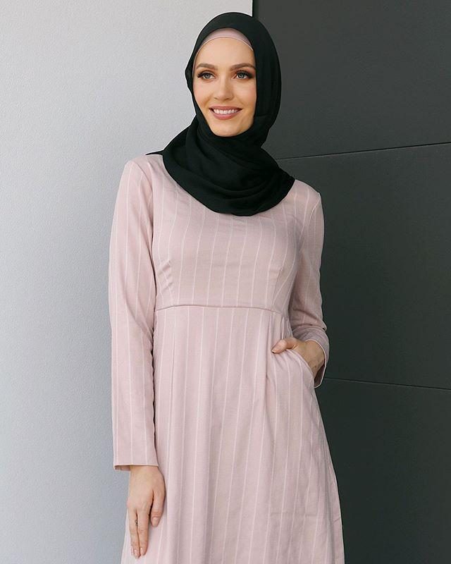 Blush Pink Pinstripe Linen Dress... - Divinity Collection
