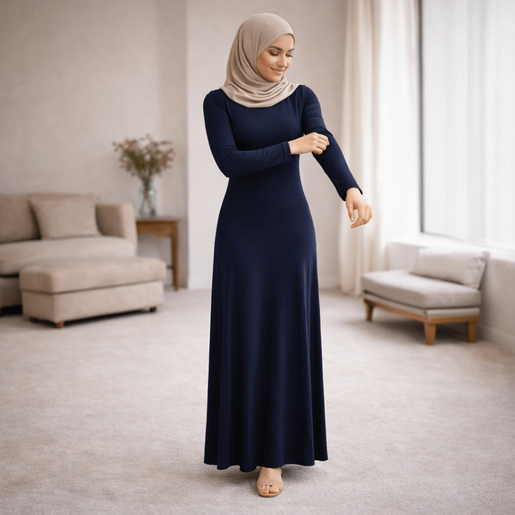 Body Dress Maxi Jersey New Fabric Modal - Navy - Divinity Collection
