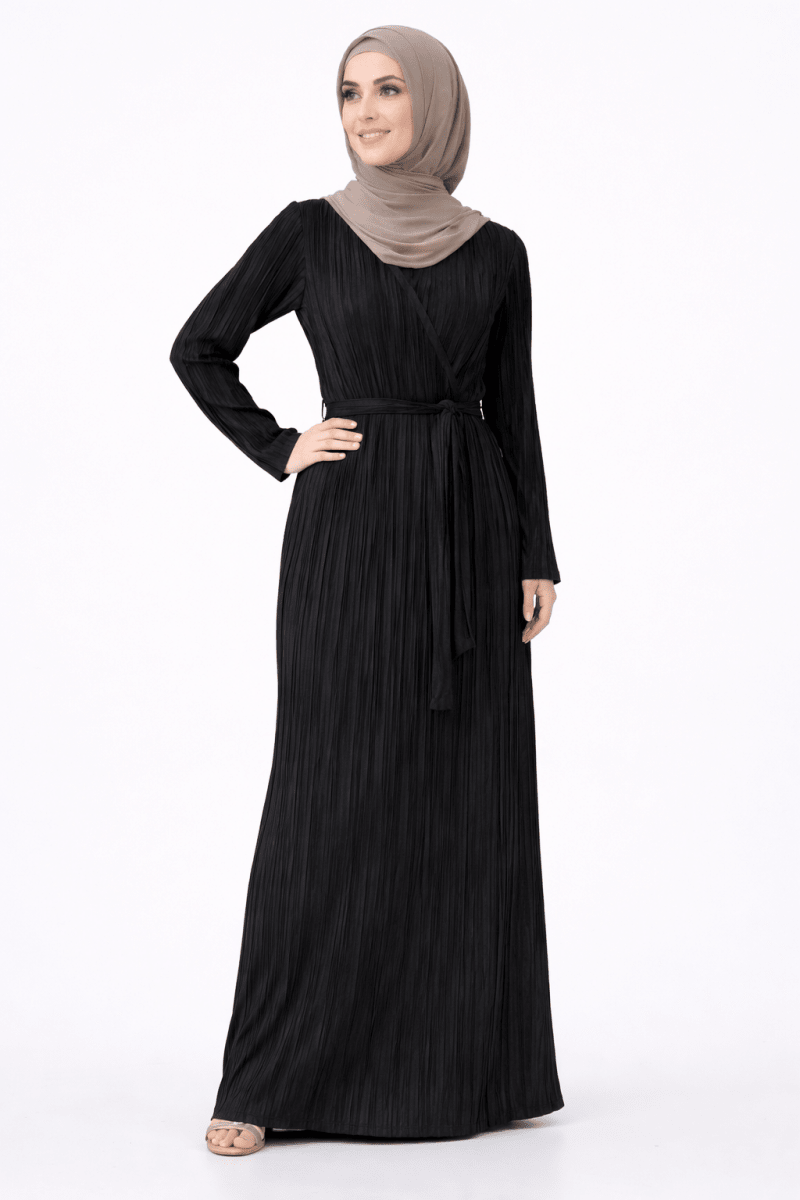 Luna Pleated Wrap Maxi – Midnight Black - Divinity Collection
