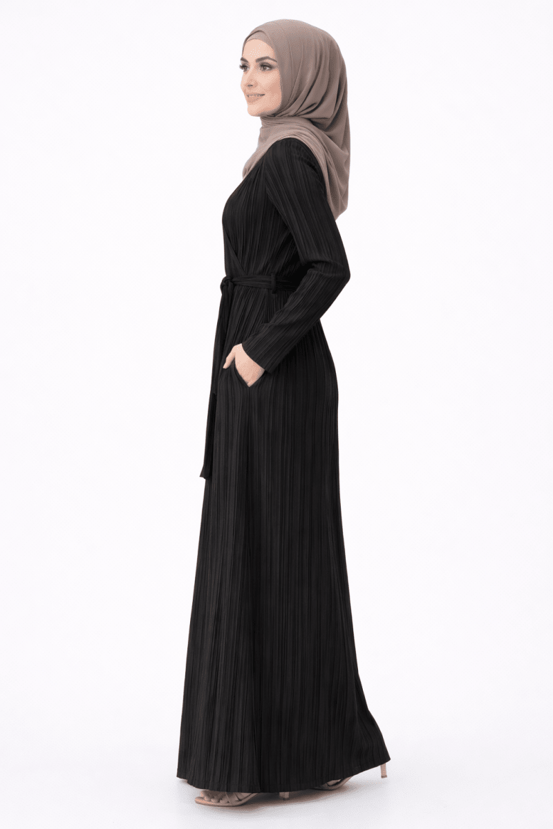 Luna Pleated Wrap Maxi – Midnight Black - Divinity Collection