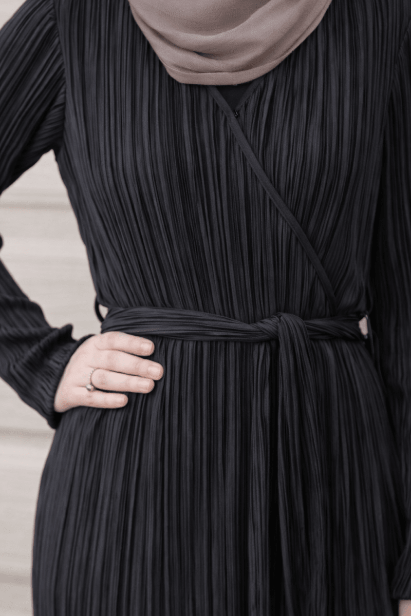 Luna Pleated Wrap Maxi – Midnight Black - Divinity Collection