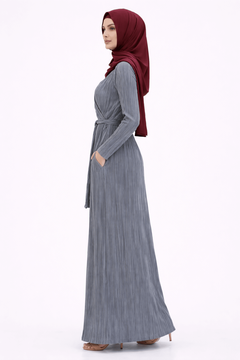 Luna Pleated Wrap Maxi – Silver Mist - Divinity Collection