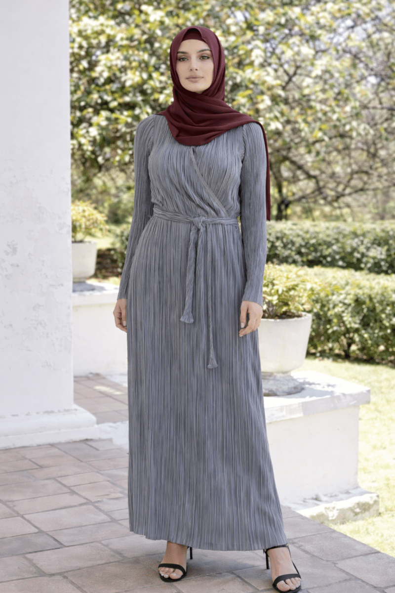 Luna Pleated Wrap Maxi  Silver Mist | Divinity Collection 16