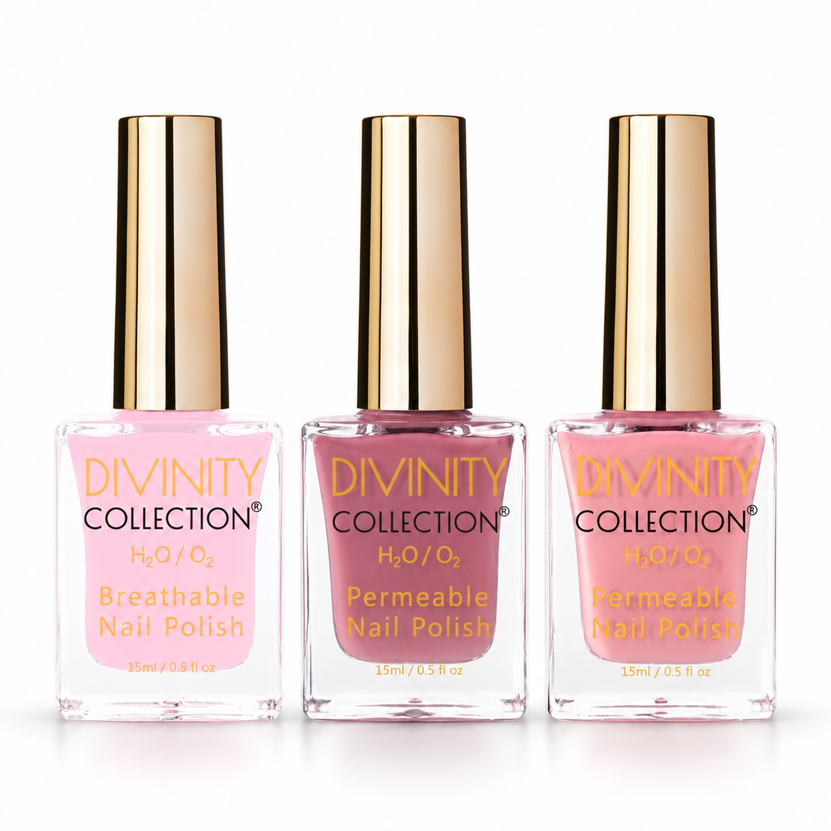 Pink Edit Trio: Pink Lace, Rosey Pink and Posh Pink, three 15 ml bottles