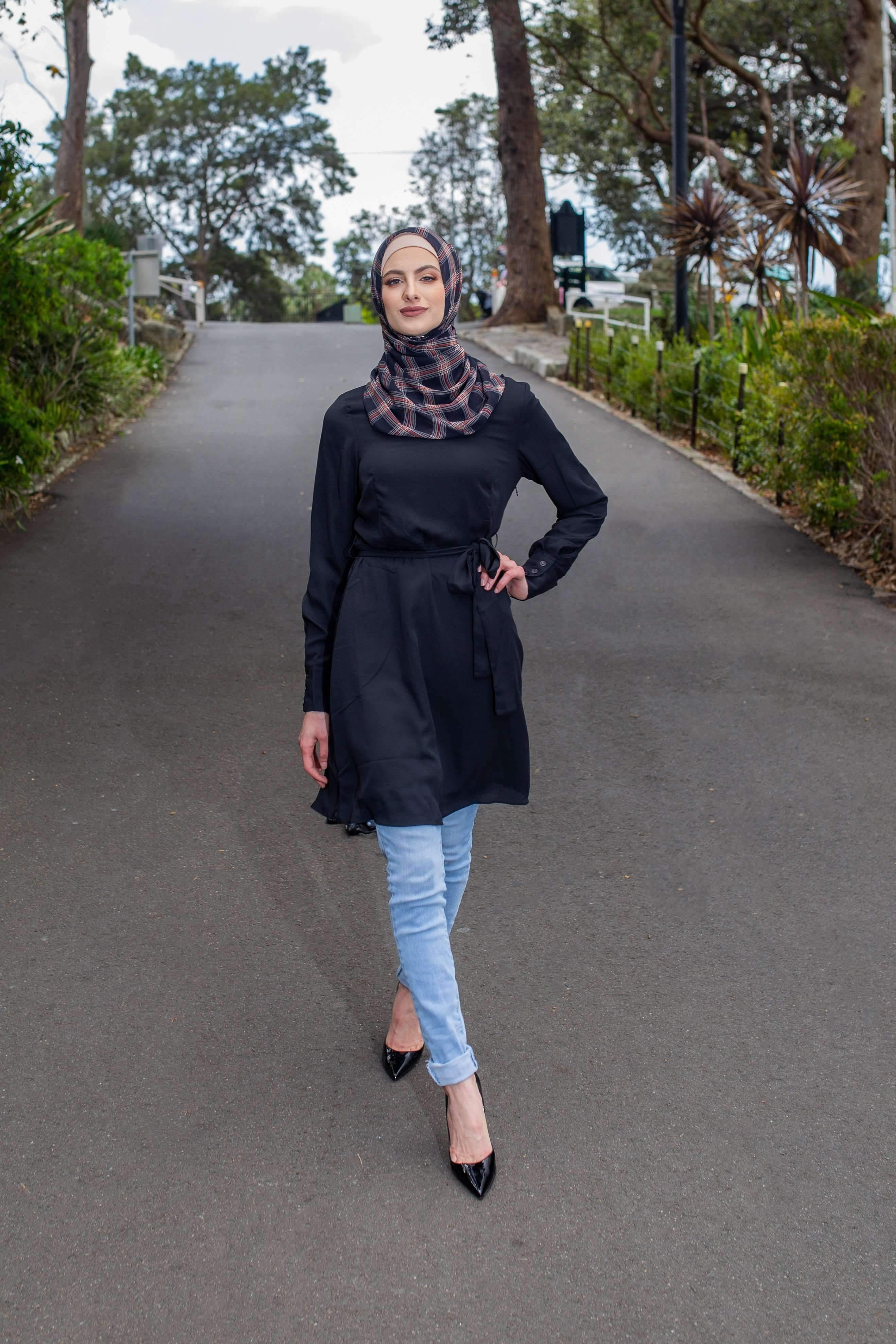 Black Crepe Tunic Top - Divinity Collection