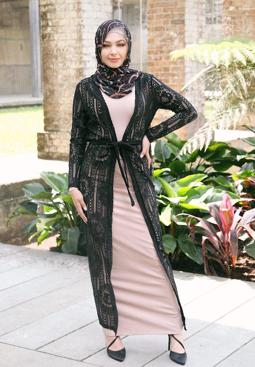 Black Lace Tie Waist Cardigan - Divinity Collection