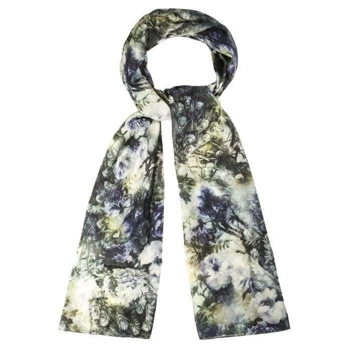 Blue and White Peacock Floral Hijab - Divinity Collection