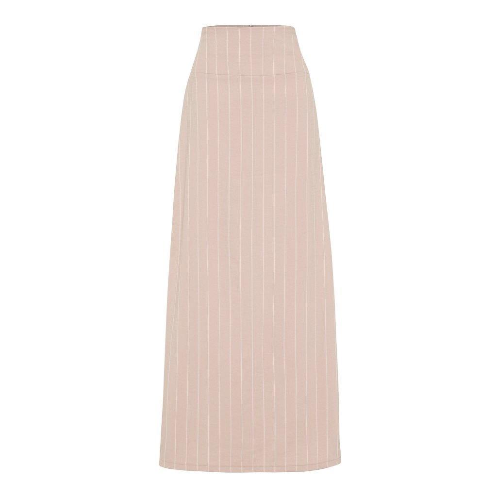 Blush Linen Pinstripe High Waisted Skirt - Divinity Collection