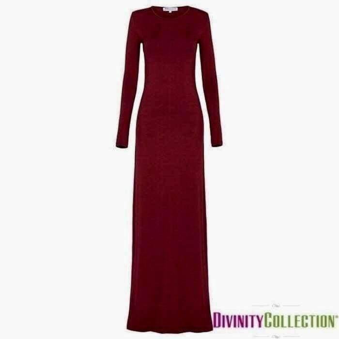 Body Dress Maxi Jersey New Modal Fabric - Maroon - Divinity Collection