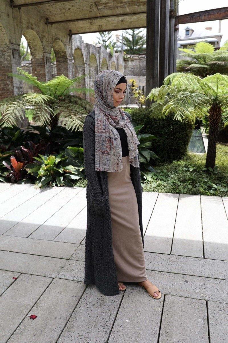 Cable Knit Cardigan - Charcoal - Divinity Collection