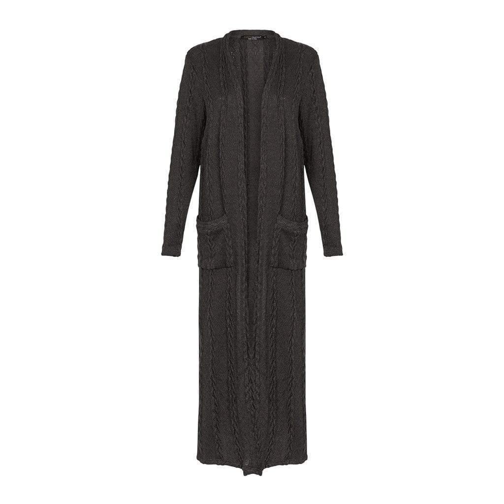 Cable Knit Cardigan - Charcoal - Divinity Collection