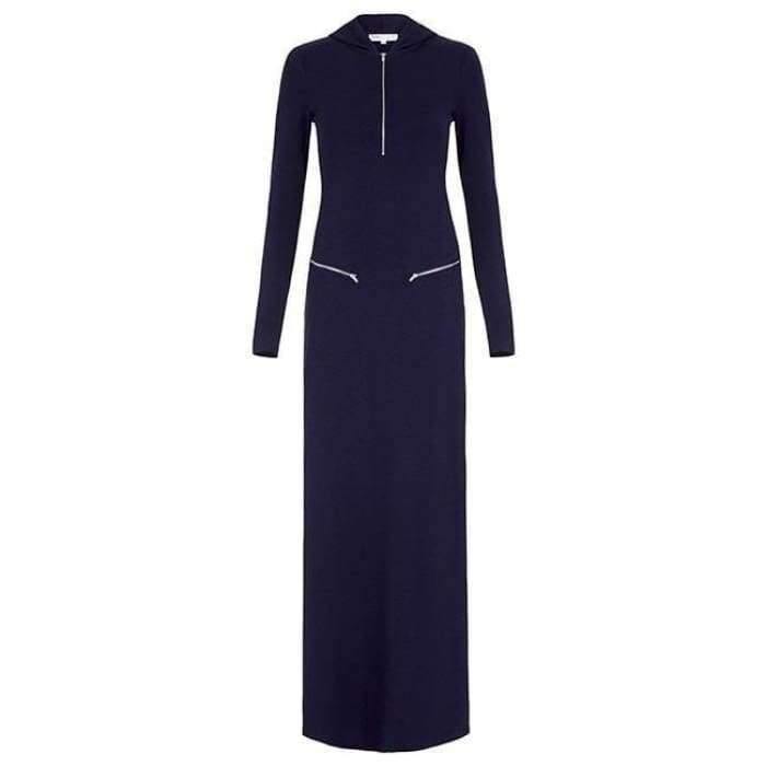 Hood Zipper Dress - Navy - Divinity Collection