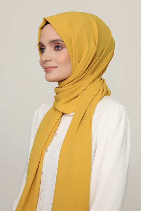 Hybrid Textured Chiffon Shawl - Saffron - Divinity Collection