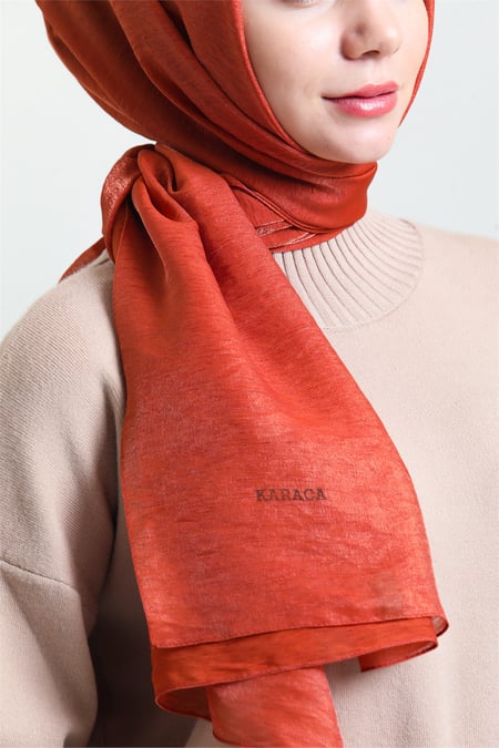 Karaca Shimmer Shawl - Terracotta - Divinity Collection