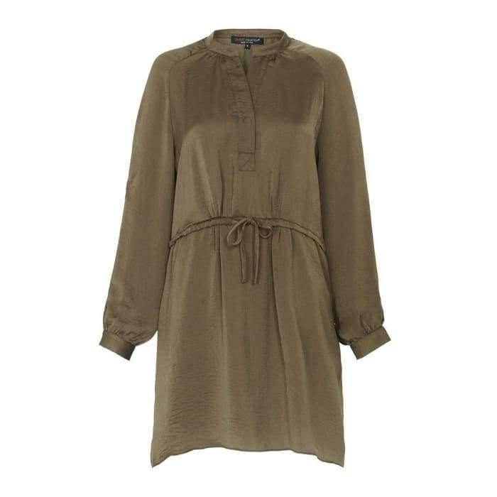 Khaki Crinkle Satin Drawstring Shirt - Divinity Collection