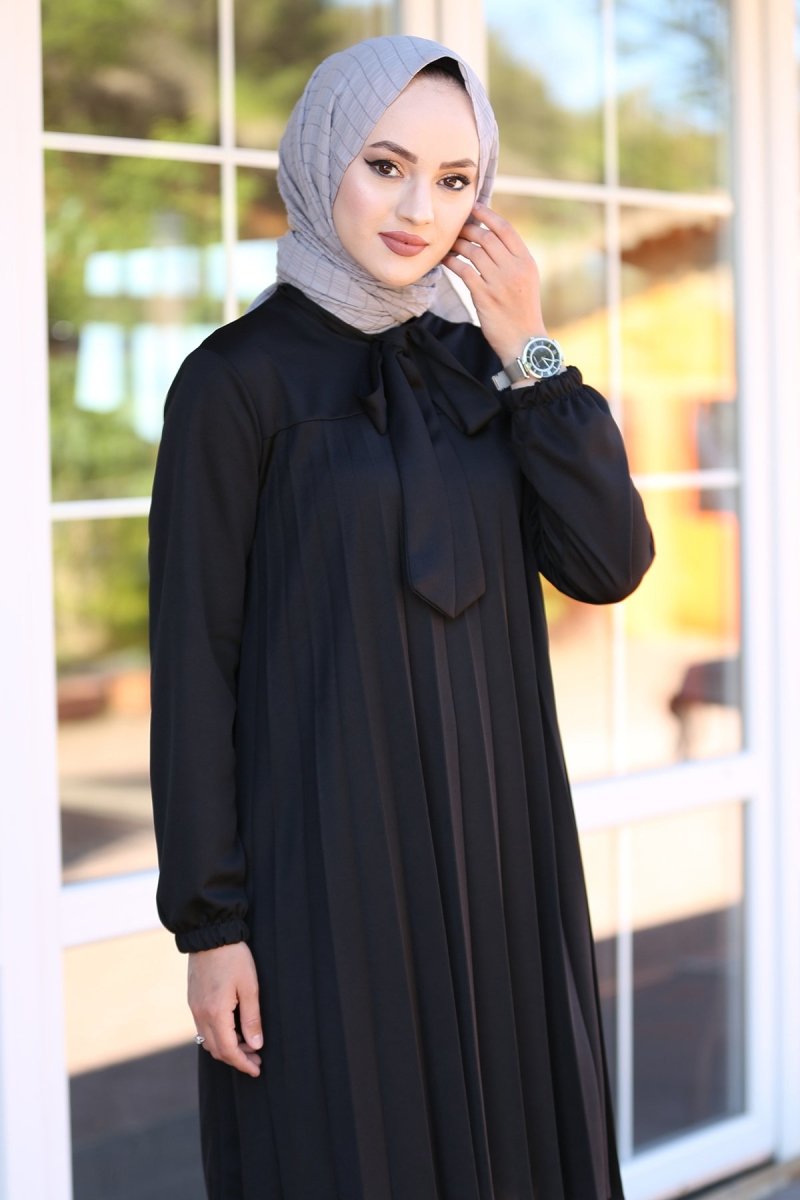 Long Black Pleated Tunic - Divinity Collection