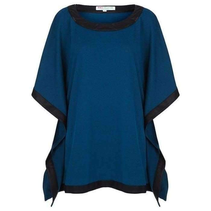 Poncho with Leather Trim - Dark Teal - Divinity Collection