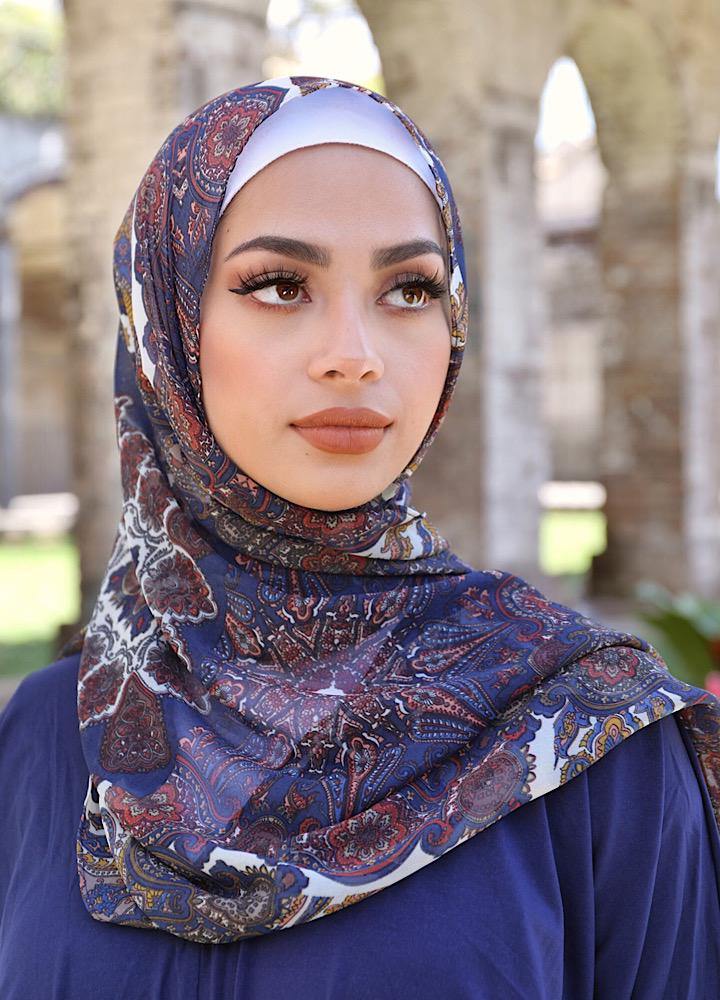 Royal Navy Paisley Hijab - Divinity Collection