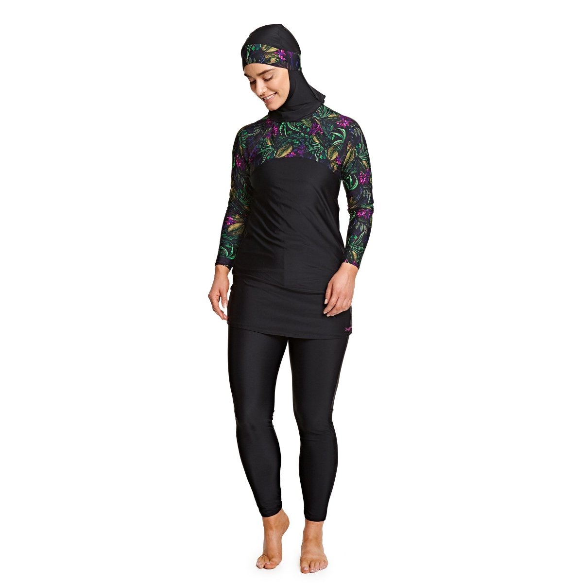 Zoggs Dark Botanical 3-Piece Modesty Swim Suit - Divinity Collection