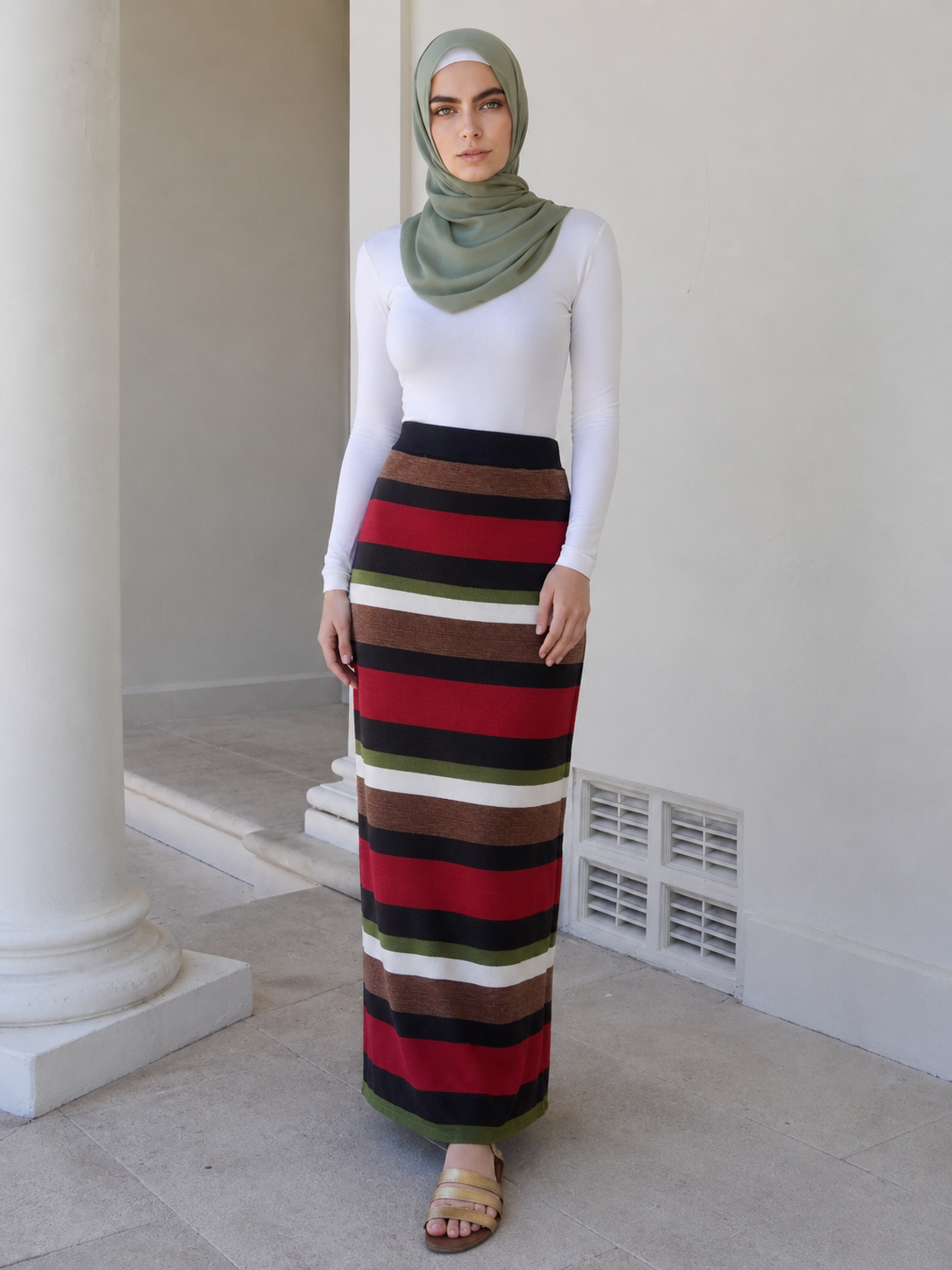 Vintage Stripe Knit Maxi Skirt | Divinity Collection