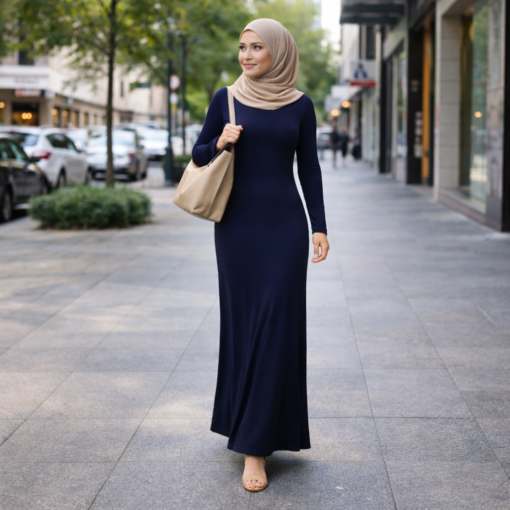 Body Dress Maxi Jersey New Fabric Modal - Navy