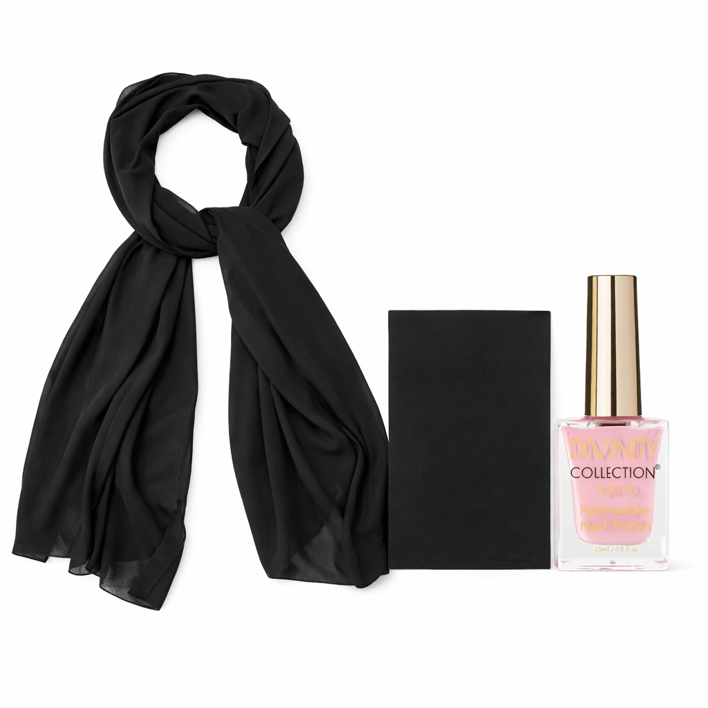 Black Chiffon, Cap & Posh Pink Nail Bundle - Divinity Collection