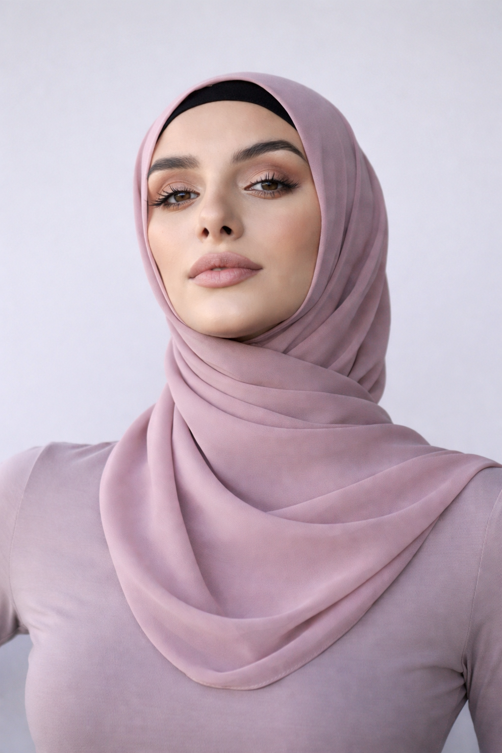 Plain Divinity Chiffon Hijab - Dusty Pink