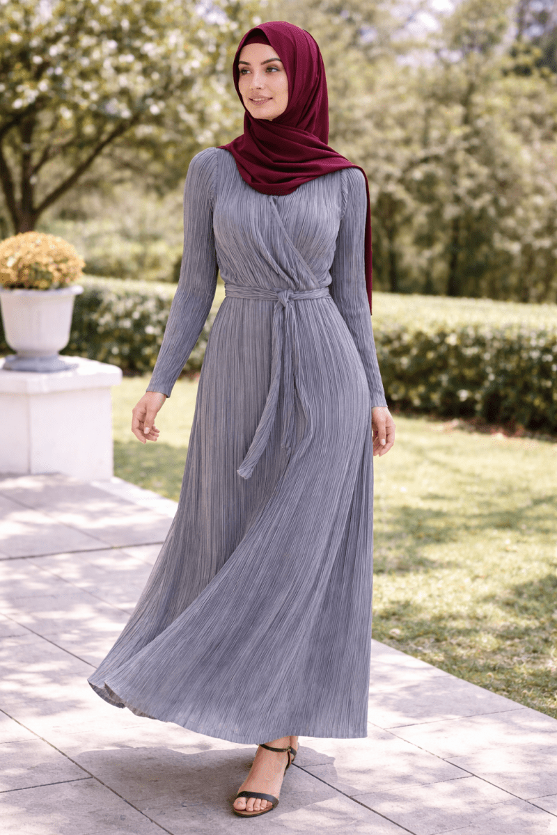 Luna Pleated Wrap Maxi – Silver Mist - Divinity Collection
