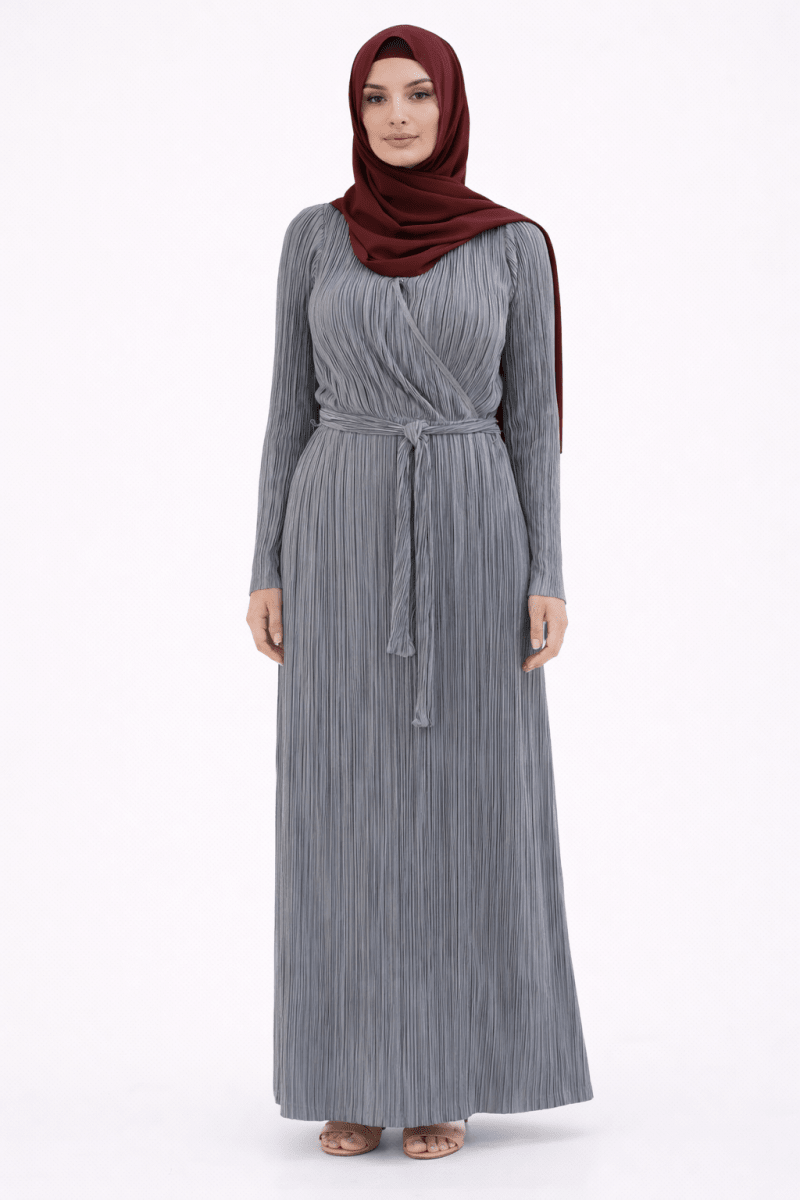 Luna Pleated Wrap Maxi – Silver Mist - Divinity Collection