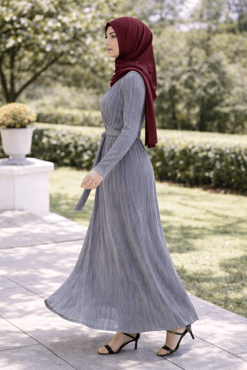 Luna Pleated Wrap Maxi – Silver Mist - Divinity Collection