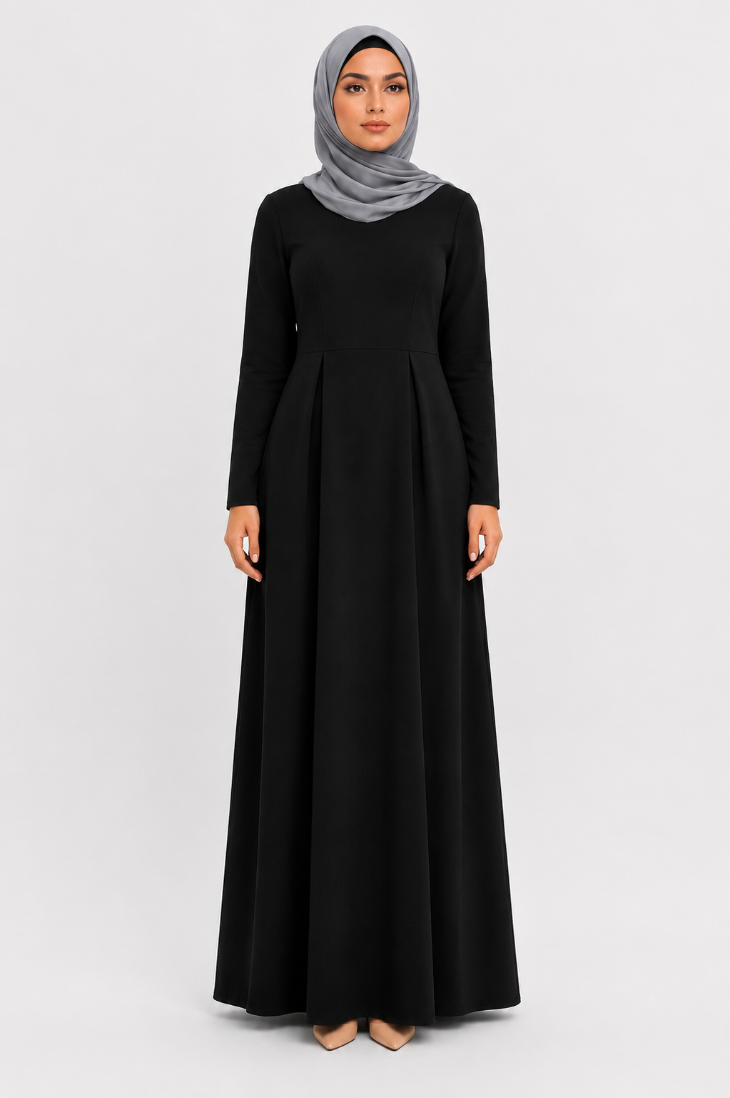 The Essential Ponte Pleated Maxi – Black | Discreet Side Pockets