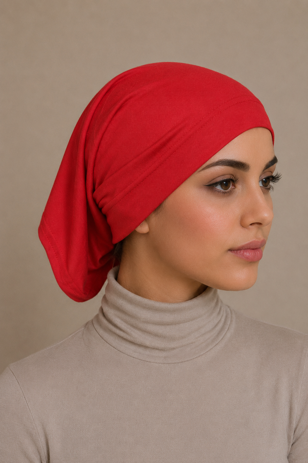 Lightweight Cotton Hijab Cap -  Raspberry Red