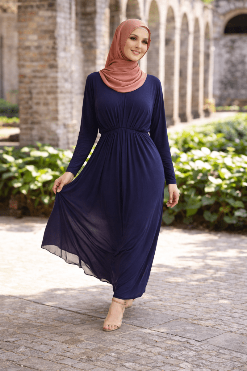 The Essential Ruched Maxi Dress – Navy - Divinity Collection