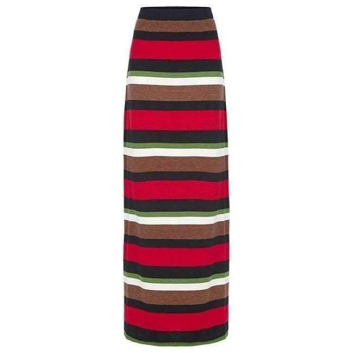 Woollen Red and Green Stripe Skirt - Divinity Collection