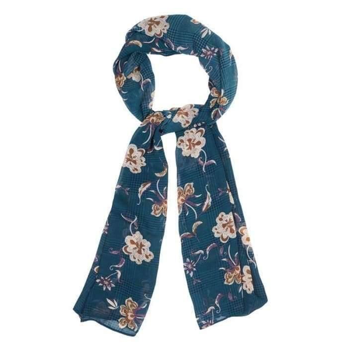 Dark Teal Plaid Floral Hijab - Divinity Collection